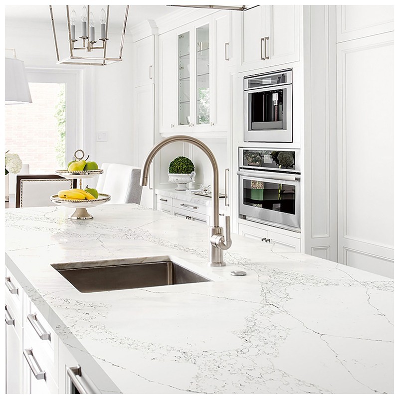White Kitchen Space with Quartz Stone Countertops White Kitchen Space with Quartz Stone Countertops