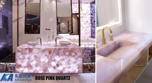 Rose Pink Quartz Bathroom integrated Washbasin Rose Pink Quartz Bathroom integrated Washbasin
