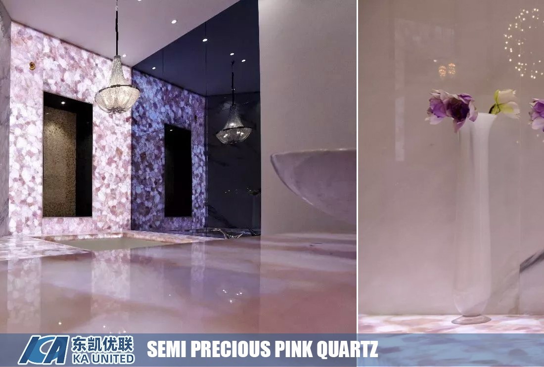 Backlit Pink Quartz Bathroom Projects KA UNITED Backlit Pink Quartz Bathroom Projects KA UNITED