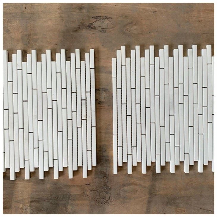 Linear Thassos Marble Mosaic Tile