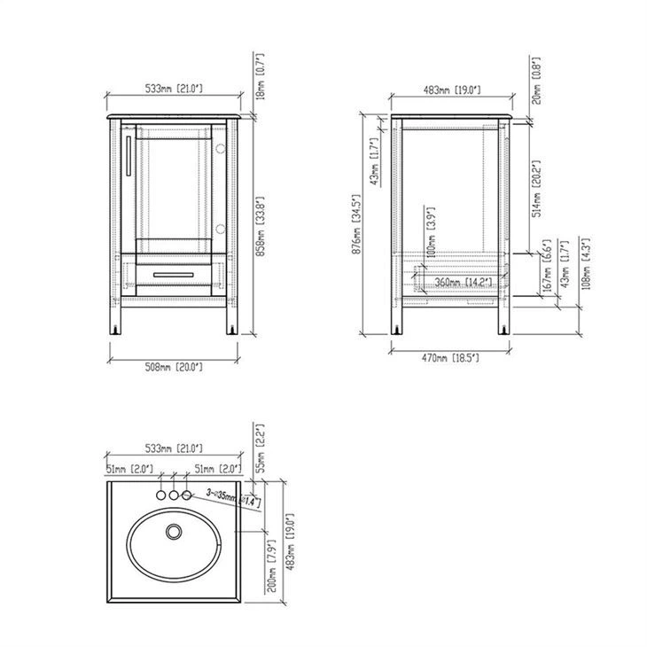 Single Sink Vanity Drawing