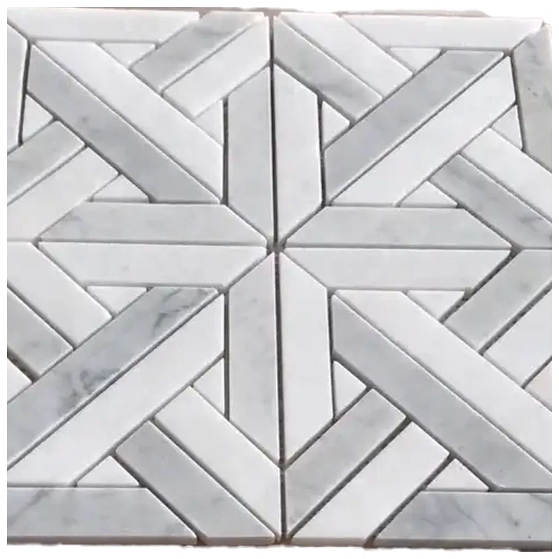 Bianco Carrara Thassos Parquet Marble Mosaic Bianco Carrara Thassos Parquet Marble Mosaic