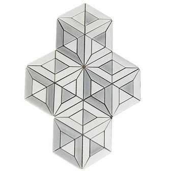 Balto marmuro geometrinė mozaikinė plytelė