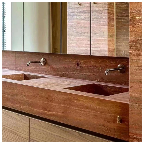 Red Travertine Luxury Bathroom Vanity Sink Projects Red Travertine Luxury Bathroom Vanity Sink Projects